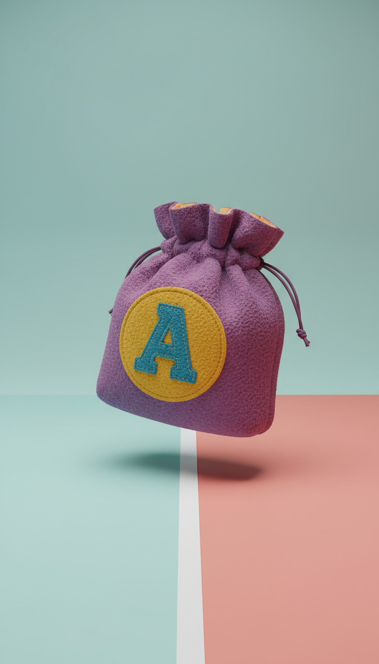 Bolsa de premios púrpura lúdica con parche inicial personalizado